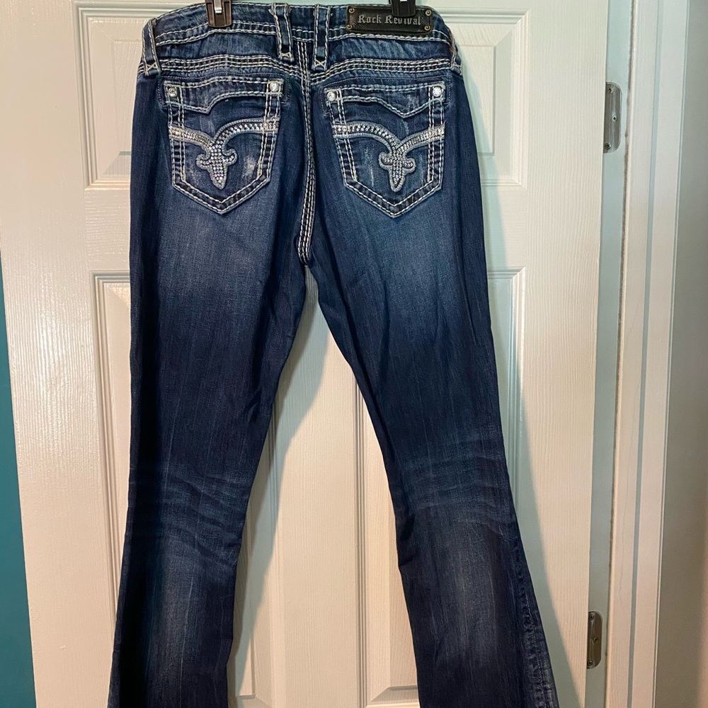 Distressed Rock Revival Bootcut Jeans